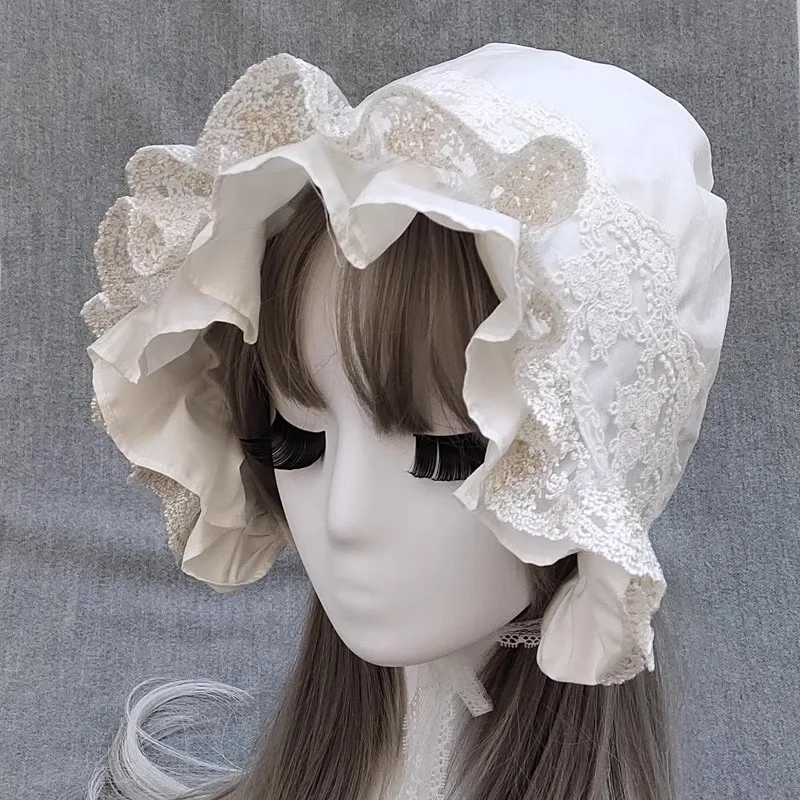 New Women's Pilgrim Victorian Vintage Maid Bonnet Cap, Retro Cosplay Hat Costume Accessories for Girls Party Dress‑up Matching