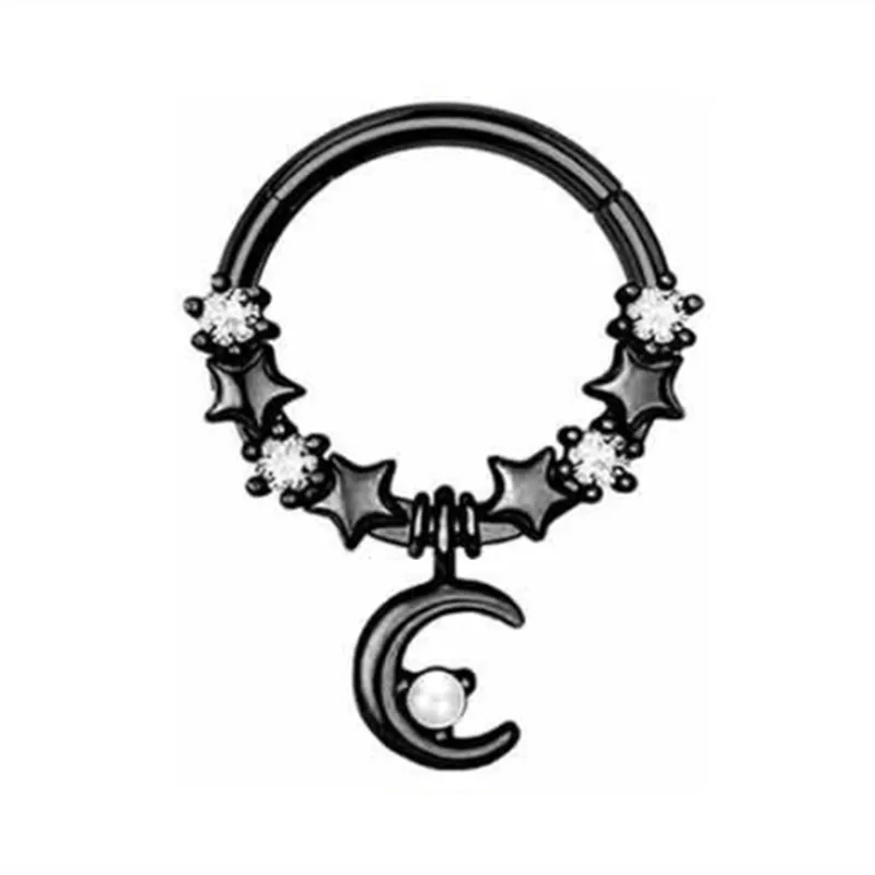 Mode Kristall Edelstahl Septum Hoop Clickers Nasenring Frauen Tragus Knorpel Helix Piercing Creolen Schmuck