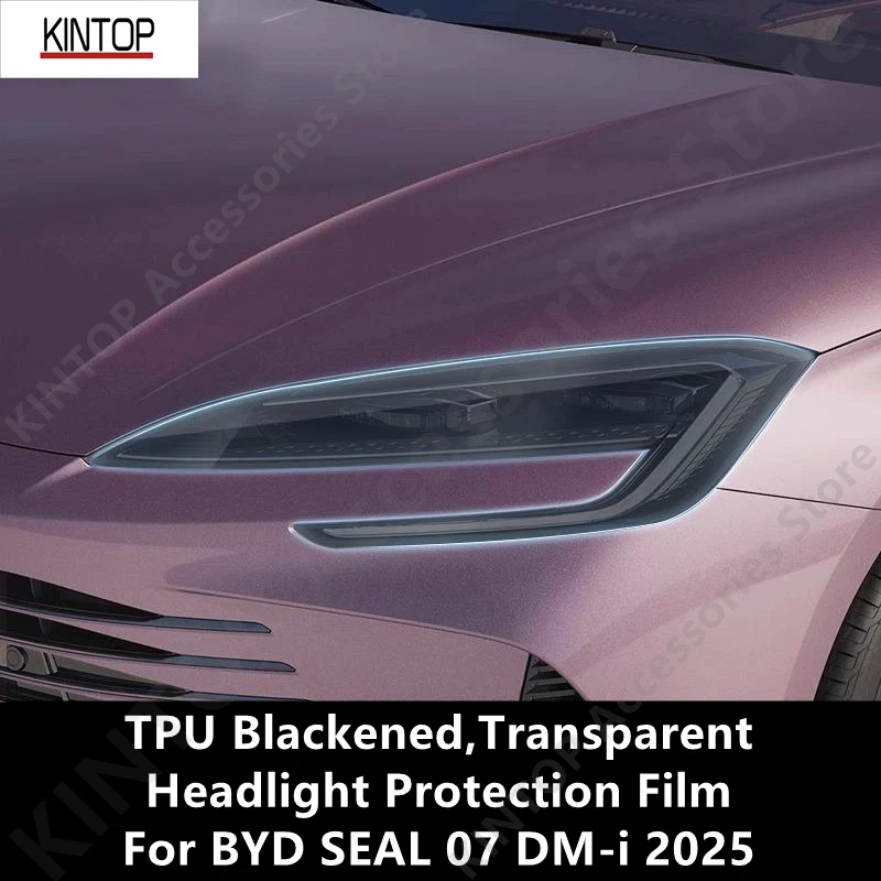 

For BYD SEAL 07 DM-i 2025 TPU Blackened Transparent Headlight Protective Film, Headlight Protection,Film Modification Accessory