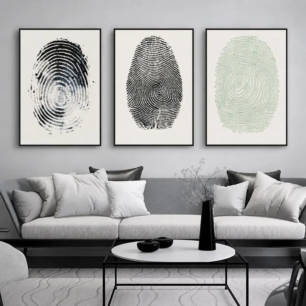 Minimalist Fingerprint Art Painting Calligraphy Canvas Poster Set Wall Artwork for Bedroom Living Room Decorative Prints Gift