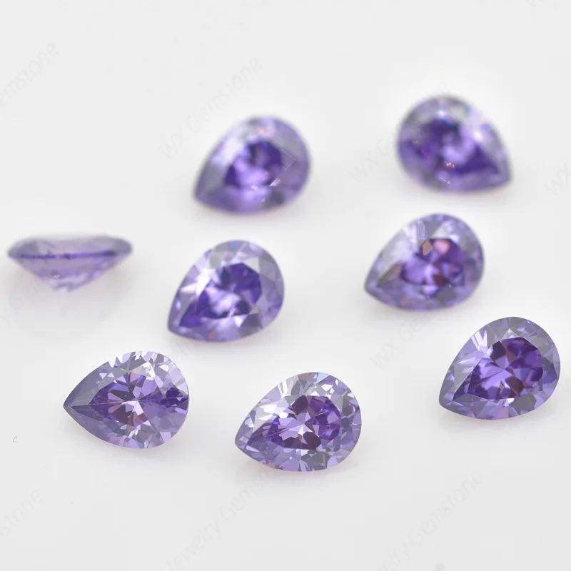 Pear Cut 5A Amethyst 2x3~18x25mm Synthetic Gems CZ Stone  Loose Cubic Zirconia DIY for Jewelry Wholesale High Quality