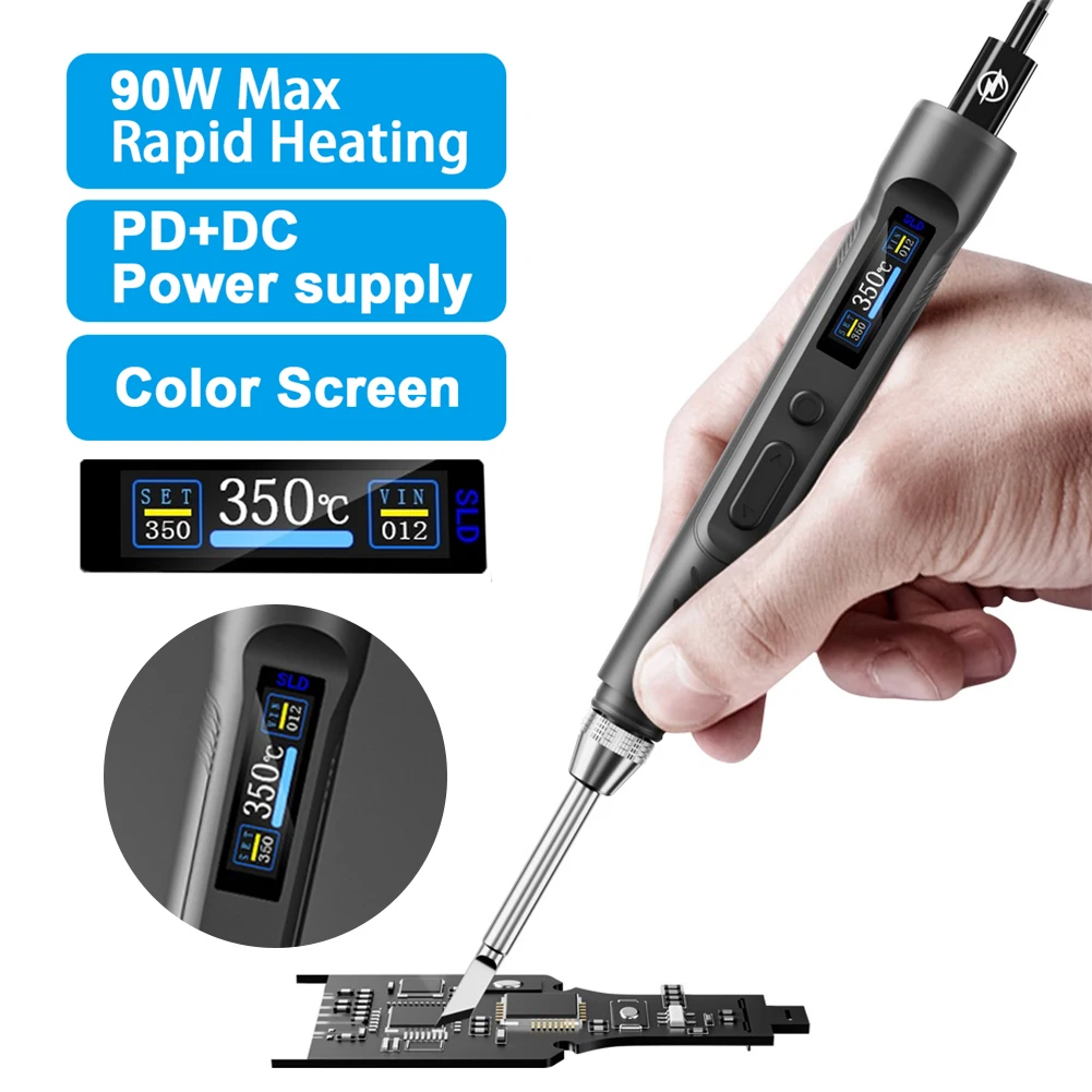 T65-SP DC 90W PD 65W Intelligent Electric Soldering Iron 150-450℃ Rapid Heating Soldering Pen Temp Calibration Voltage Adjust