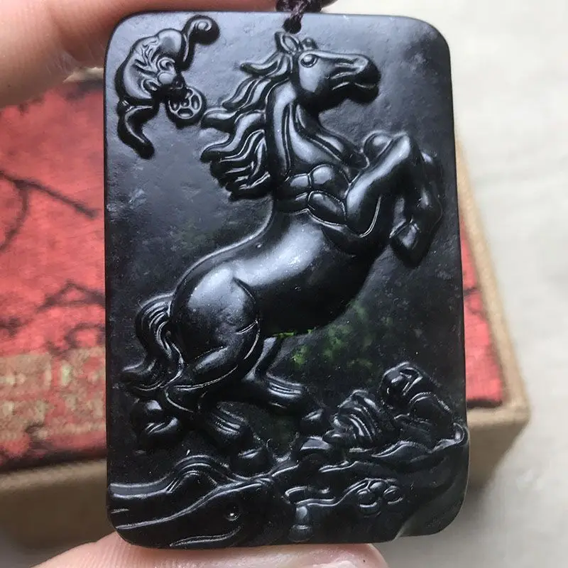 

Natural Dark Green Jade Pendant Jade Necklace Men and Women The Same Style