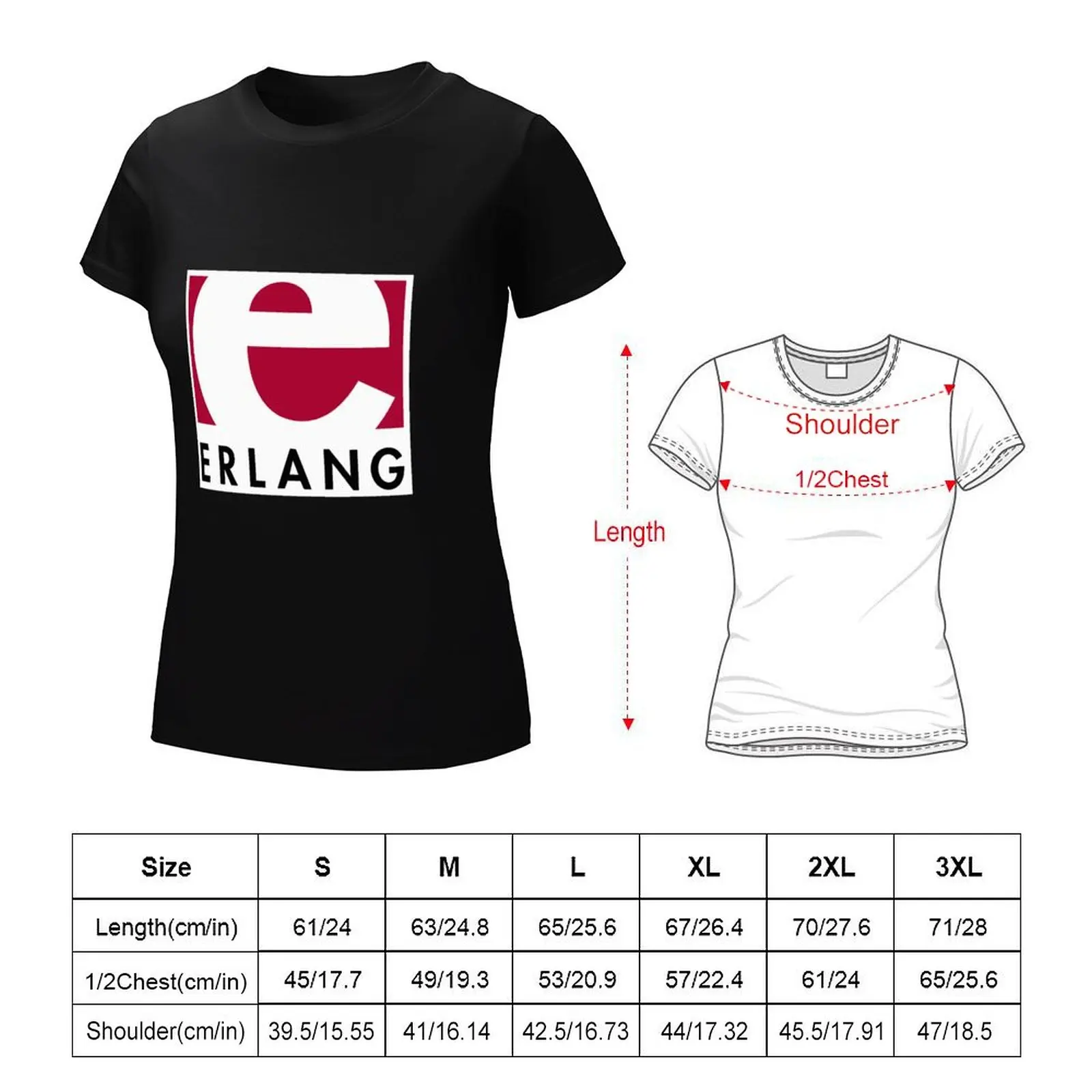 T-shirt avec logo Erlang Programming Language pour femme, vêtements hippicopter, haut d'été