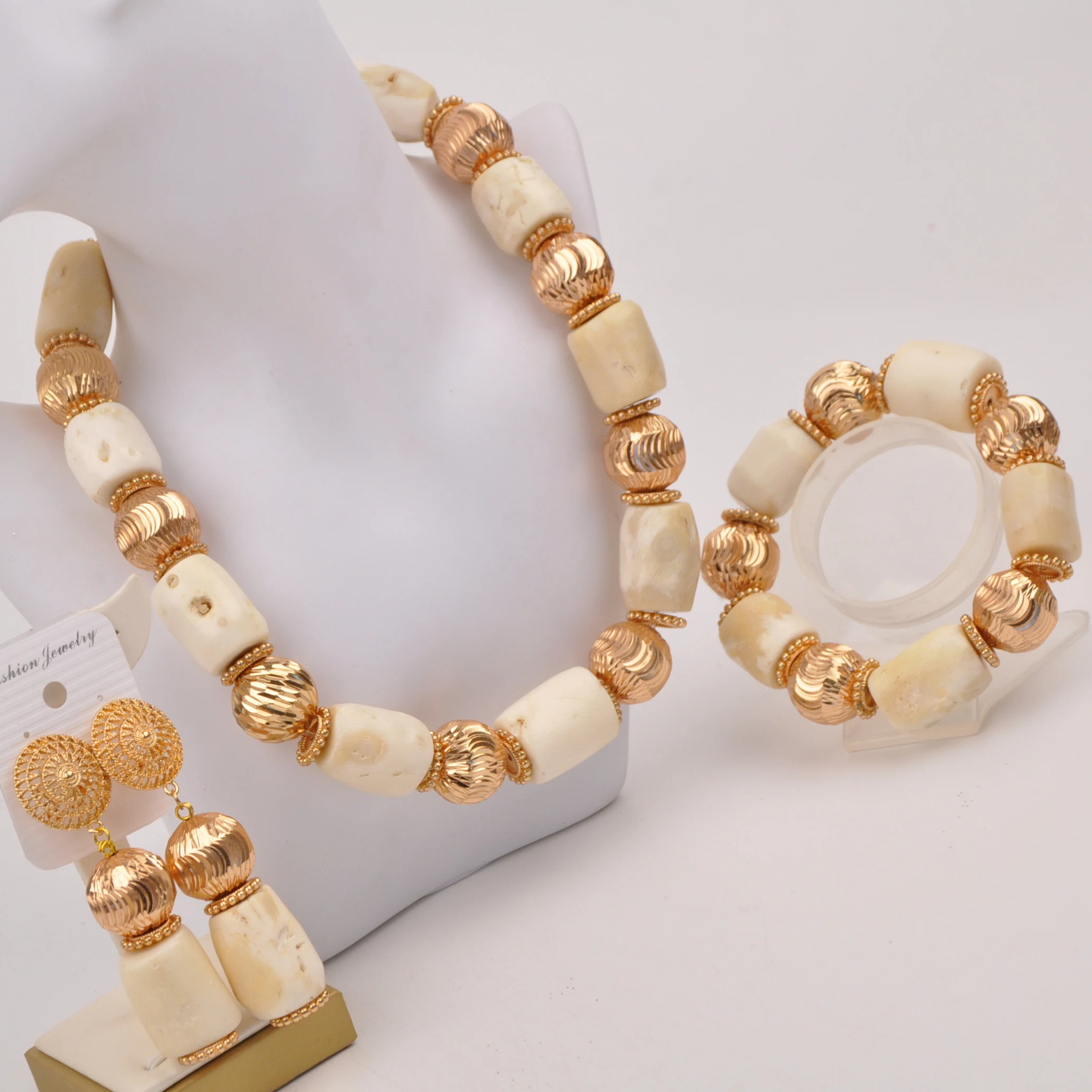 

Fashion Natural White Coral Beads Jewelry Sets Nigerian Wedding African Jewelry Set