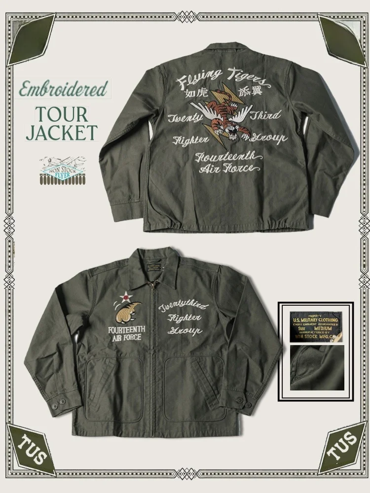 

Olive een Canvas Jaet NonSto Tiger T Embroidery Tour Jaet Vietnam War Memorial Men's Faion Urban Sle Long S...