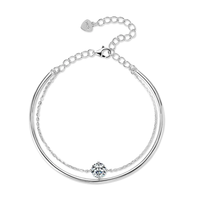 IOGOU Double Layered 6.5mm 1.0ct Moissanite Bangle Bracelet Silver 925 Sterling Chain Certified Fine Jewelry Christmas Gift 2024