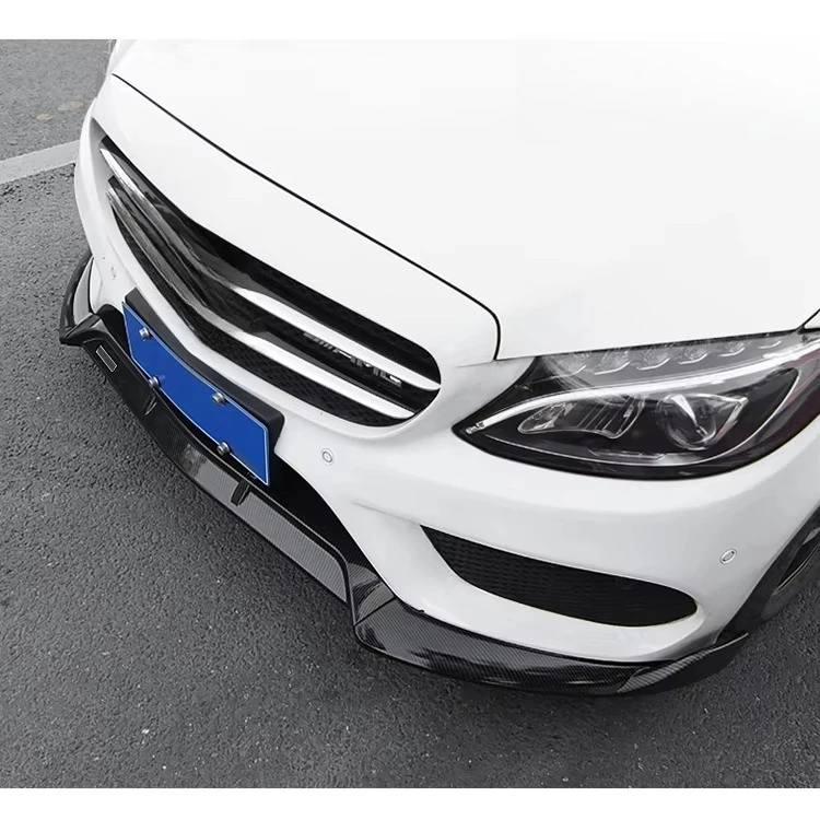 Hot Selling Plastic Front Lip Splitter Carbon Fiber Looks Front Bumper Lip for C-Class W205 2015 2016 2017 2018 5