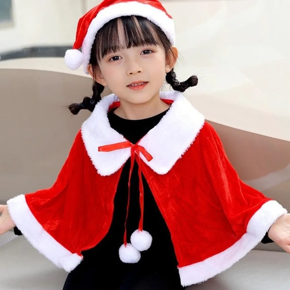Soft Polyester Christmas Cloak Thick Warm Women Ponchos Windproof Cosplay Costume Santa Claus Costume Christmas Party Costume