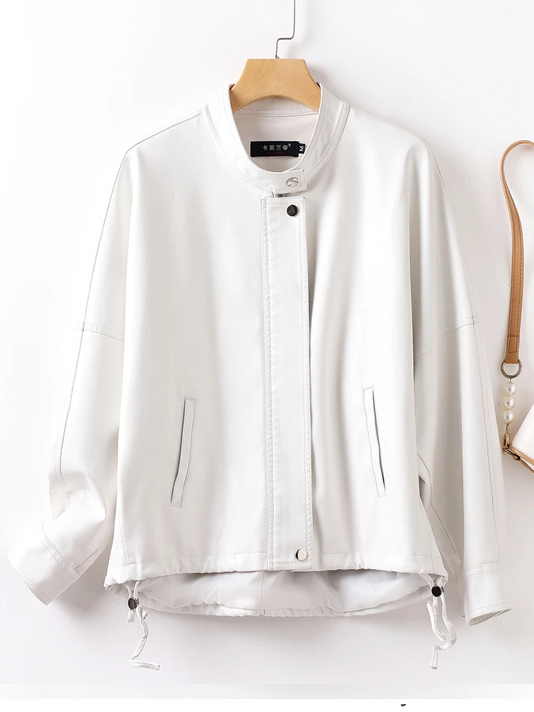   Ning 本革ジャケット女性のルーズショートファッショナブルなシープスキンコート春秋の新しいスタイルプラスサイズ痩身