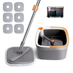 Spin Mop Bucket with Hands Free Squeeze Microfiber 360 Roration for Home floor cleaning and Kitchen Multifunctional mopa Tools