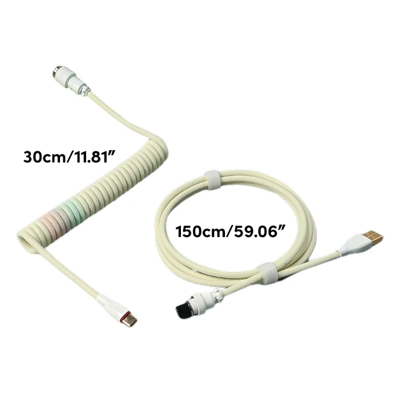 Coiled Aviators Cable Type-C to USB with Metal Connector for Keyboard Cable 1pc Dropship