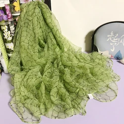 BYSIFA| Peak Green Silk Scarf Spring Ladies Fashion Turtle Crack Design Long Silk Scarves Foulard Summer New Beach Shawl Scarf