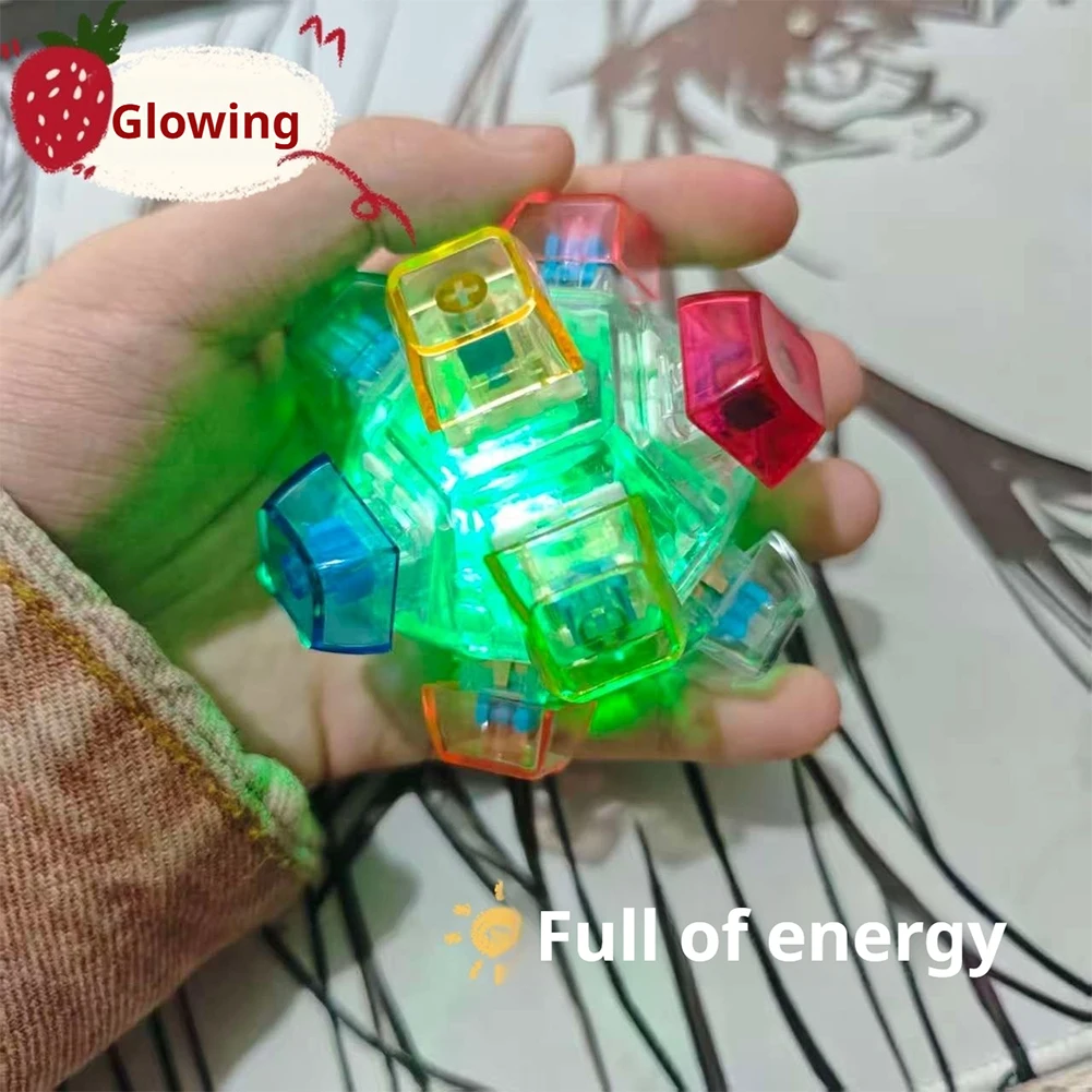 Portable LED Light Up Keychain Keyboard 12 Keys Clickable Button Fidget Toy for Stress Relief Gifts for Kids Adults Pendant