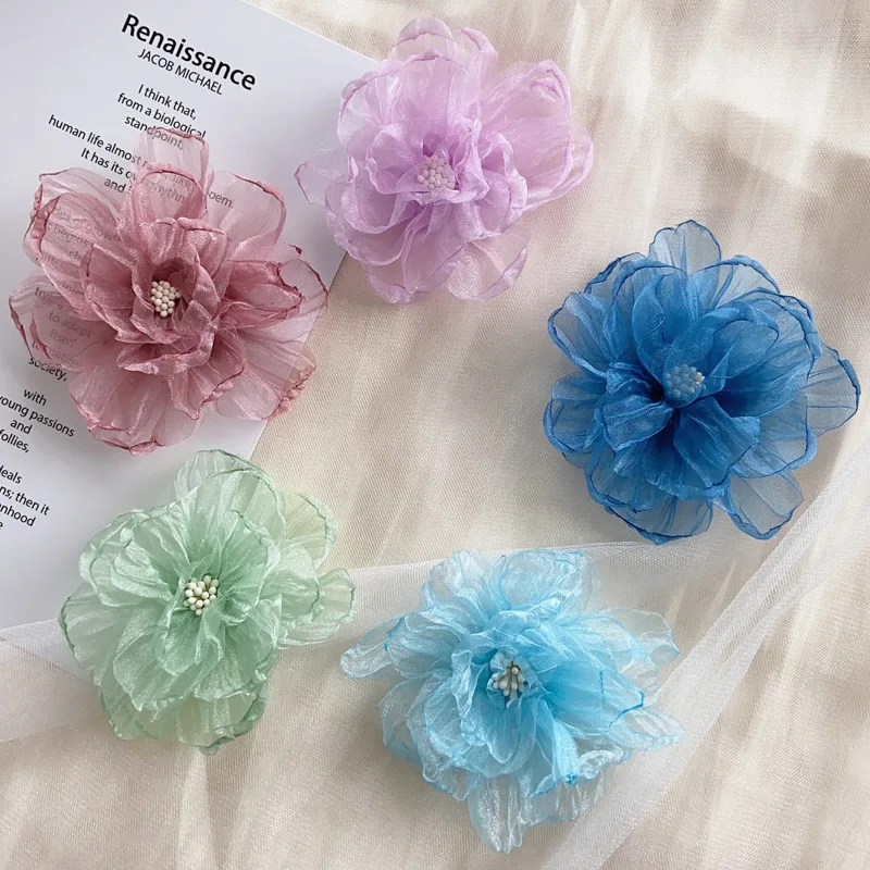 Handmade Organza Fabric Flower Artificial Flowers DIY Clothing Flower for Wedding Dress Shoes Hats Hair Decoration