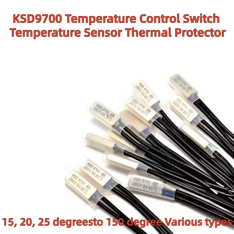 1pcs KSD9700 250V 5A 15～150 Degree Bimetal Disc Temperature Switch Normal Close Closed Thermostat Thermal Protector