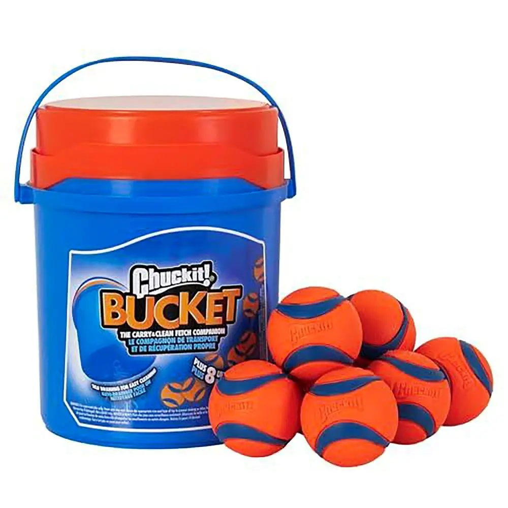 

Игрушка для собак Ultra Ball с ведром для очистки Chuckit, прыгучие игрушки для собак, выдерживающие нагрузку до 2060 фунтов, интерактивные игрушки для собак, прочная резина.