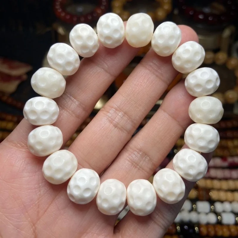 Natural deer bone original carving, 14mm apple-shaped round beads, single-loop crater bracelet for couples
