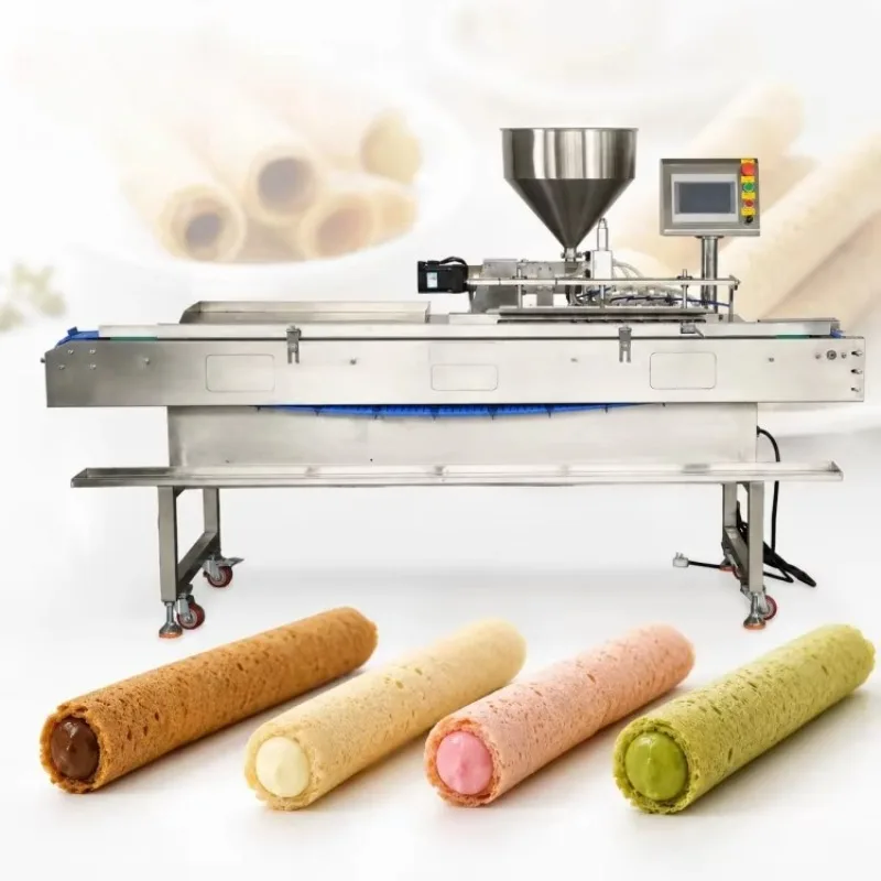 Egg Roll Filling Machine Stainless Steel Snack Food Line for Sandwich Biscuit Rolls Crispy Egg Rolls Wafer Customized