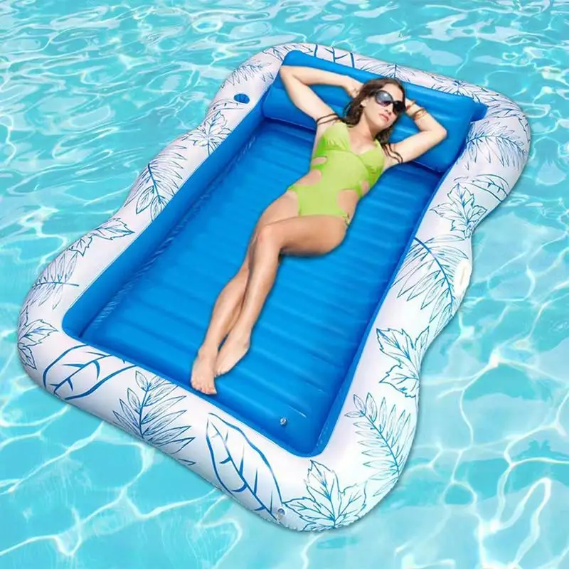 สระว่ายน้ําลอยInflatableลอยน้ําเปลญวนนุ่มLoungerพร้อมถ้วยสําหรับเล่นน้ําTravel River Lake Pool Backyard