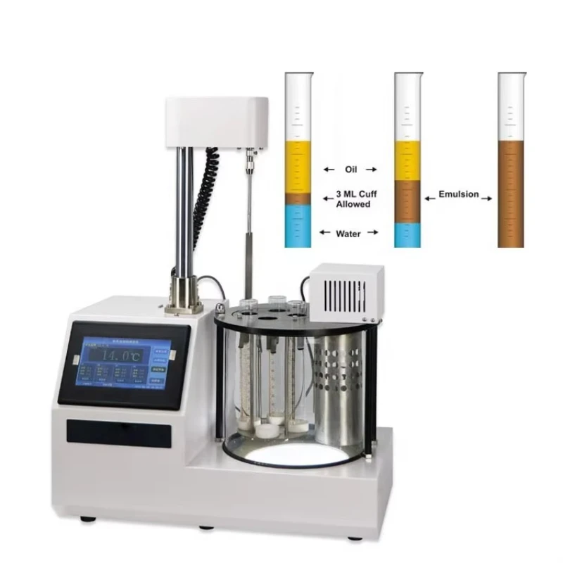 

Automatic demulsification tester for petroleum and synthetic fluids