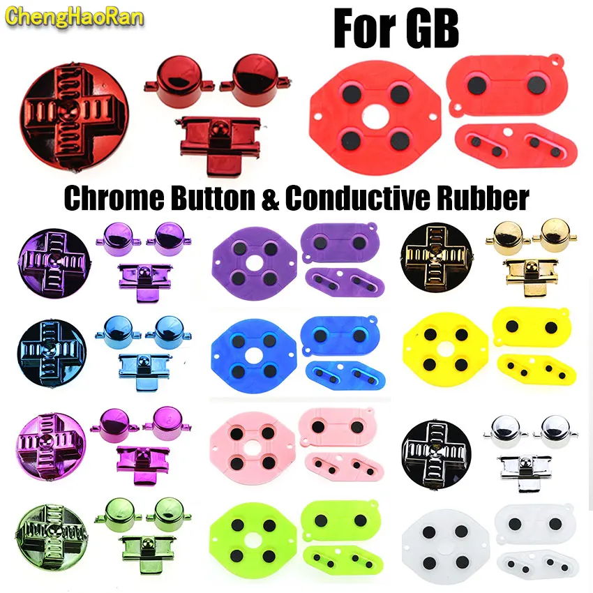 

ChengHaoRan 1Set For Gameboy GB Replacement Keypads A B D Pads Power ON OFF Button Chrome & Silicone Conductive Rubber