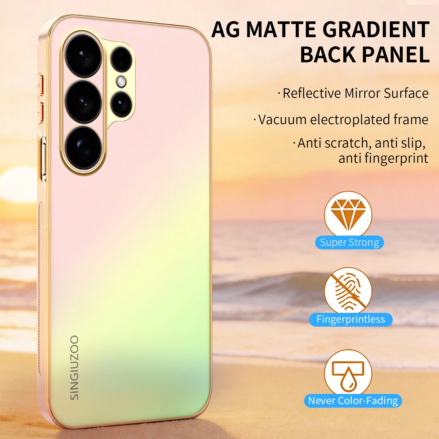 Plating AG Matte Gradient Color Case for Samsung Galaxy S26 S25 S24 S23 S22 S21 Plus Ultra FE Anti fall Protect Shell Back Cover