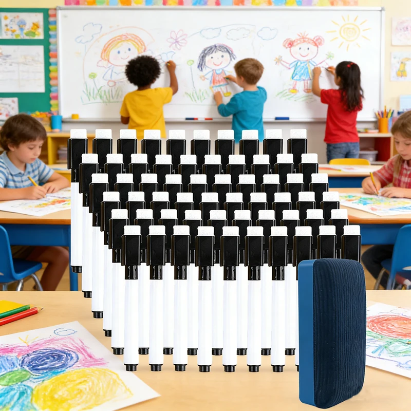 

Маркеры для белой доски с сухим стиранием и стирательной резинкой на колпачке, для офиса и школы, магнитные маркеры для белой доски, сухостираемые