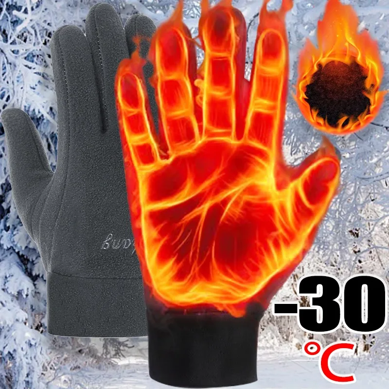 

Winter Antifreeze Thick Velvet Glove Unisex Cold Proof Thermal Mitten Fleece Warm Gloves Outdoor Riding Mountaineering Mittens