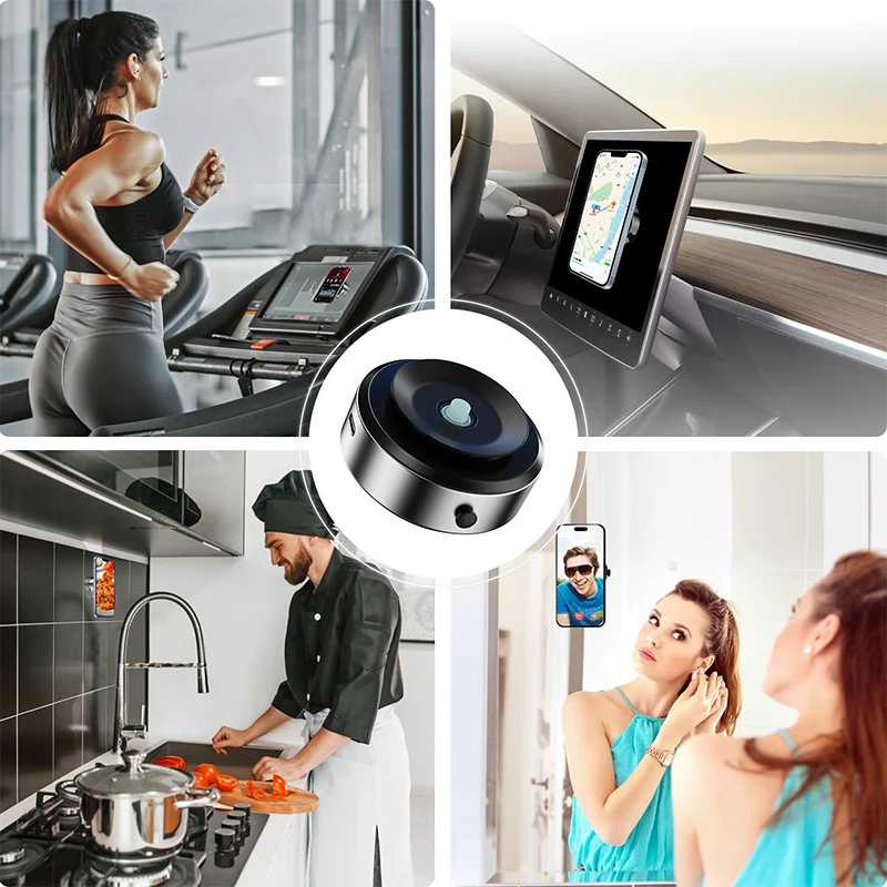 Car Mount Mobile Phone Holder Magnetic Black Technology Universal Adsorption Bracket for iPhone Samsung Vacuum Adsorption Stable view 5