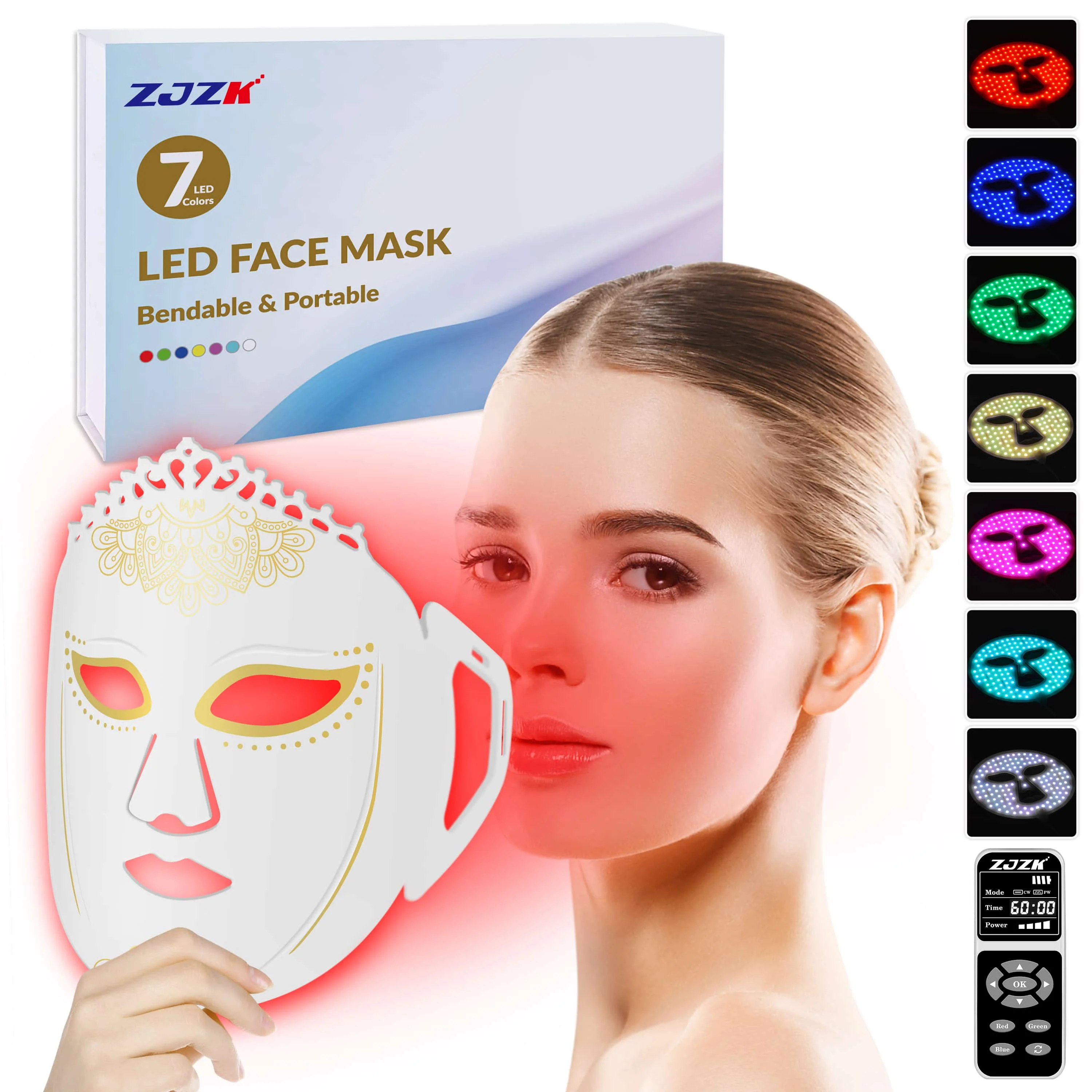 Dawfek 7 cores led terapia de luz máscara facial equipamento de terapia de luz vermelha para luz infravermelha rejuvenescimento da pele promover o metabolismo