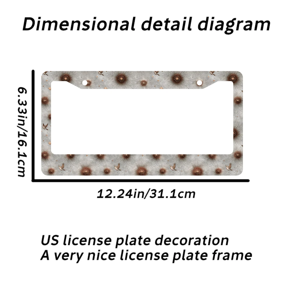 1 قطعة نمط الطيور البني الرجعية 2 حفرة إطار لوحة الترخيص ، مادة الألومنيوم ، 6x12 بوصة ، مع مجموعة المسمار ، ديكور سيارة عتيقة