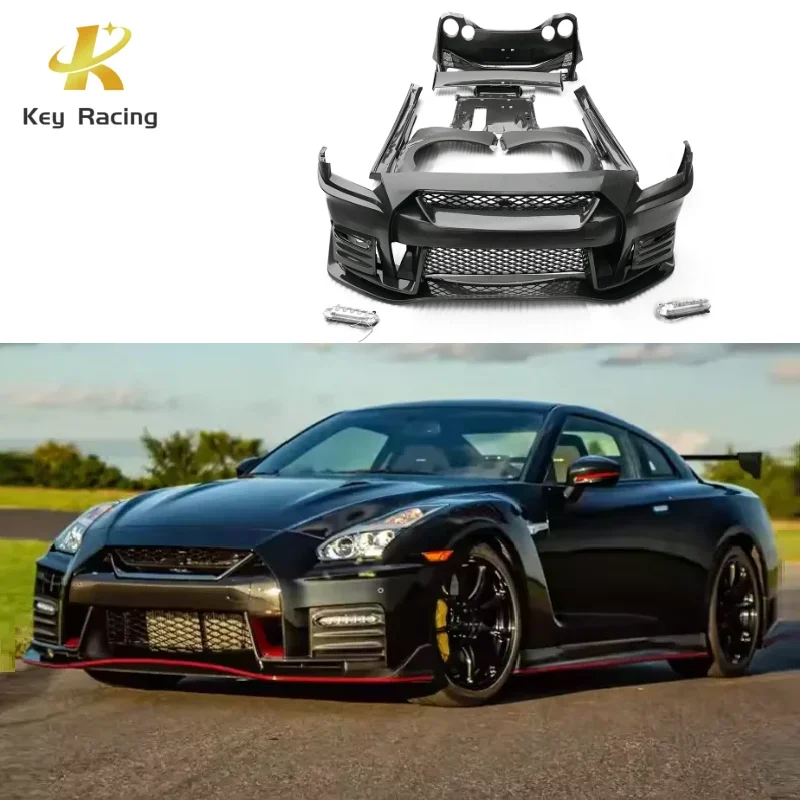 GTR Half Carbon Fiber Nismo Style Bodykit Front Rear Bumper Side Skirts Fenders Spoiler For Nissan GTR R35 Accessories