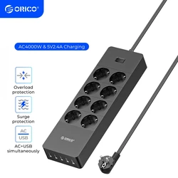 ORICO 4AC Outlet 5 USB Electrical Socket EU Plug Power Adapter Extension Cable Strip Smart Sockets