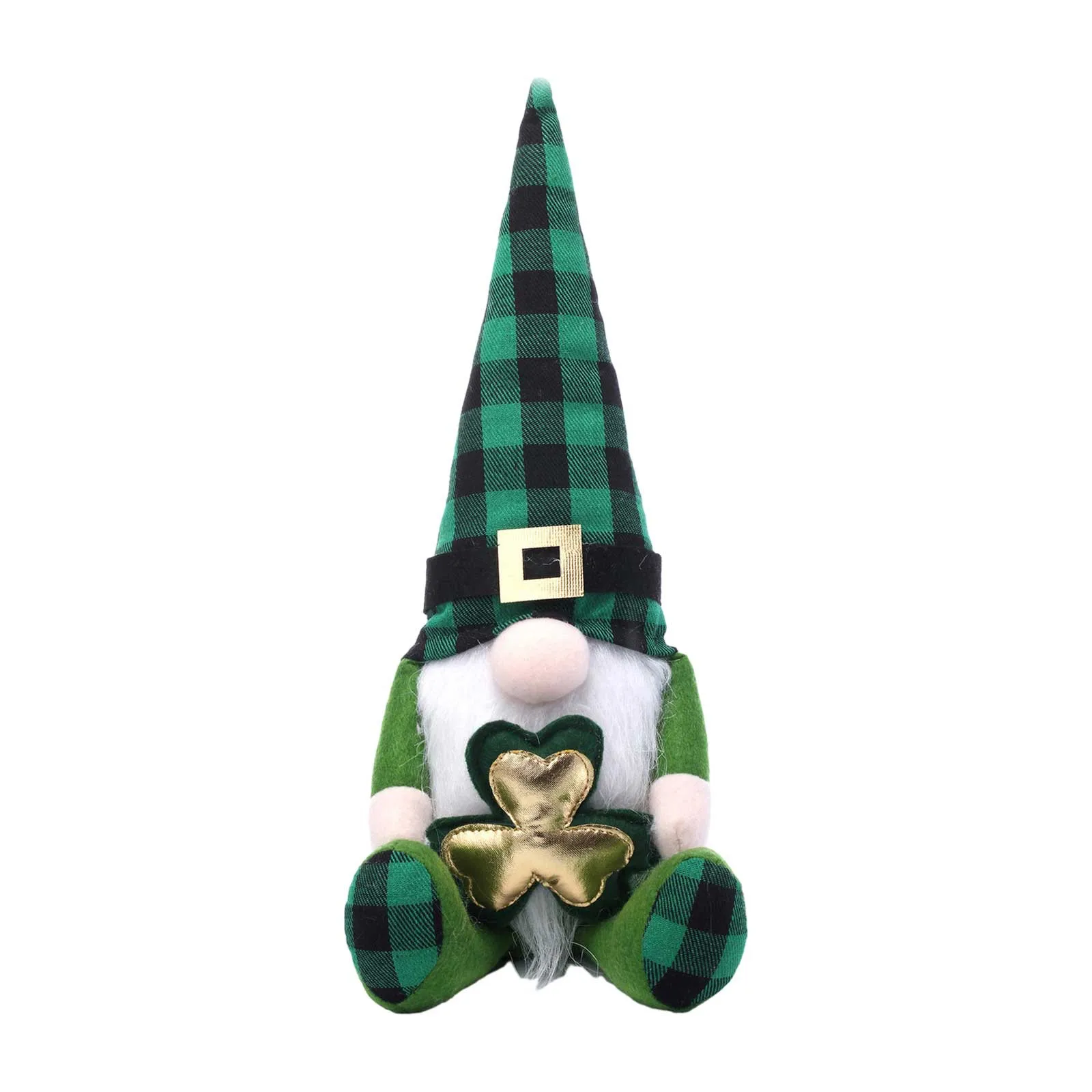 Green Figurine Ornament Ireland St. Patric Day Decoration Creative Green Leafy Faceless Gnome Old Man Ornament Decor 1pc