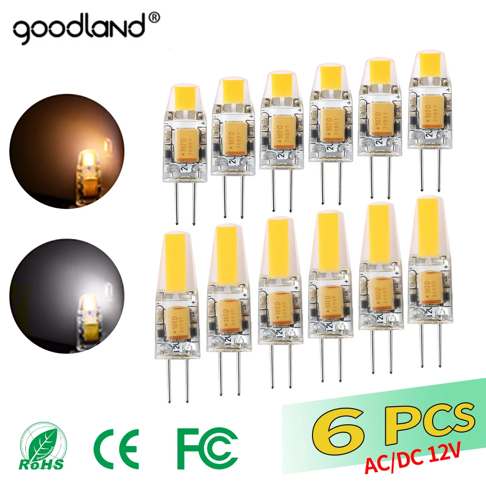 

Goodland 6pcs/lot G4 LED Bulb AC/DC 12V Dimmable Lamp 3W 6W G4 Light Replace Halogen Lamp Chandelier High Brightness For Home