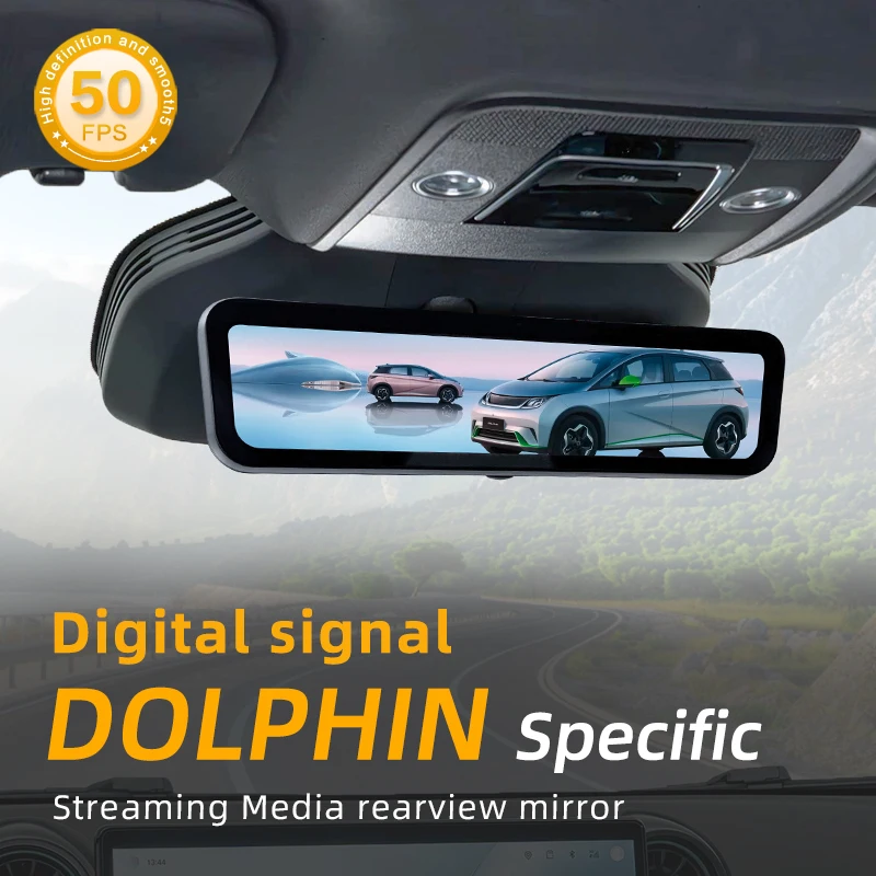 SINJET For BYD DOLPHIN 2021-2025 Car Electronics Digital Rearview Mirror HD Front and Back Dual Camera Night Vision DVR Dash Cam