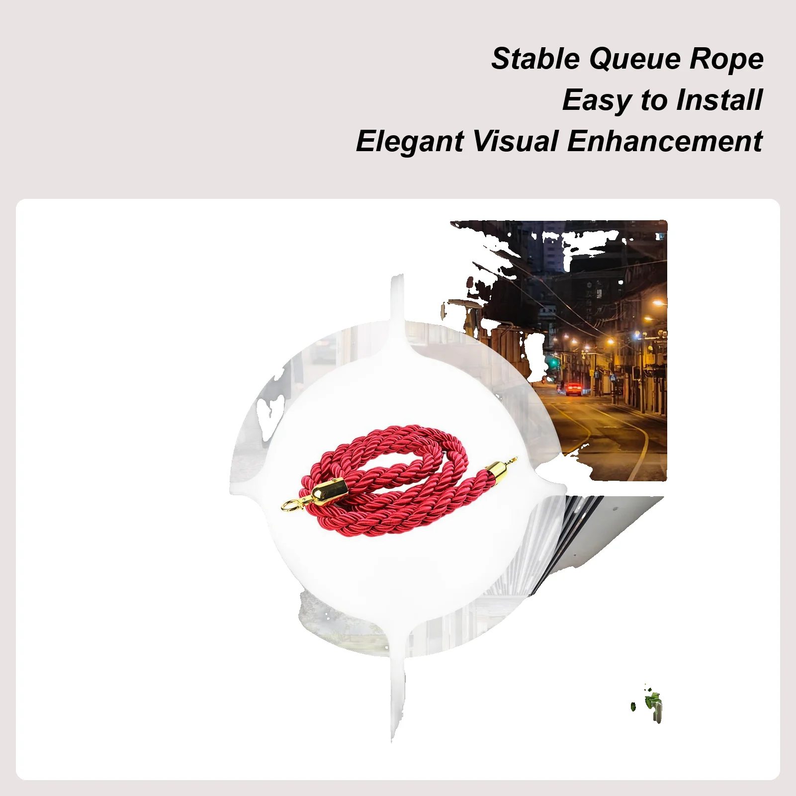 

Stanchion Rope Long 4.9ft Twisted Driveway Safety Supplies Queue Divider Rope For Security Personnel Retail Stores Hotel