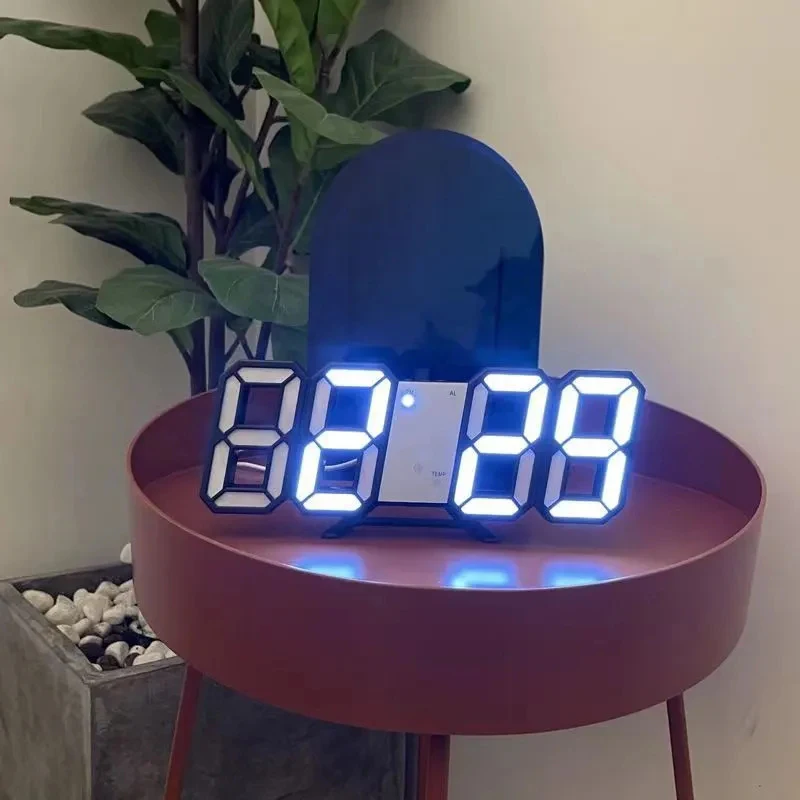 3D Mini Clock LED Digital Wall Clock Desk Clock Electronic Alarm Clock Living Room Wall Clock DIY Kitchen Timer