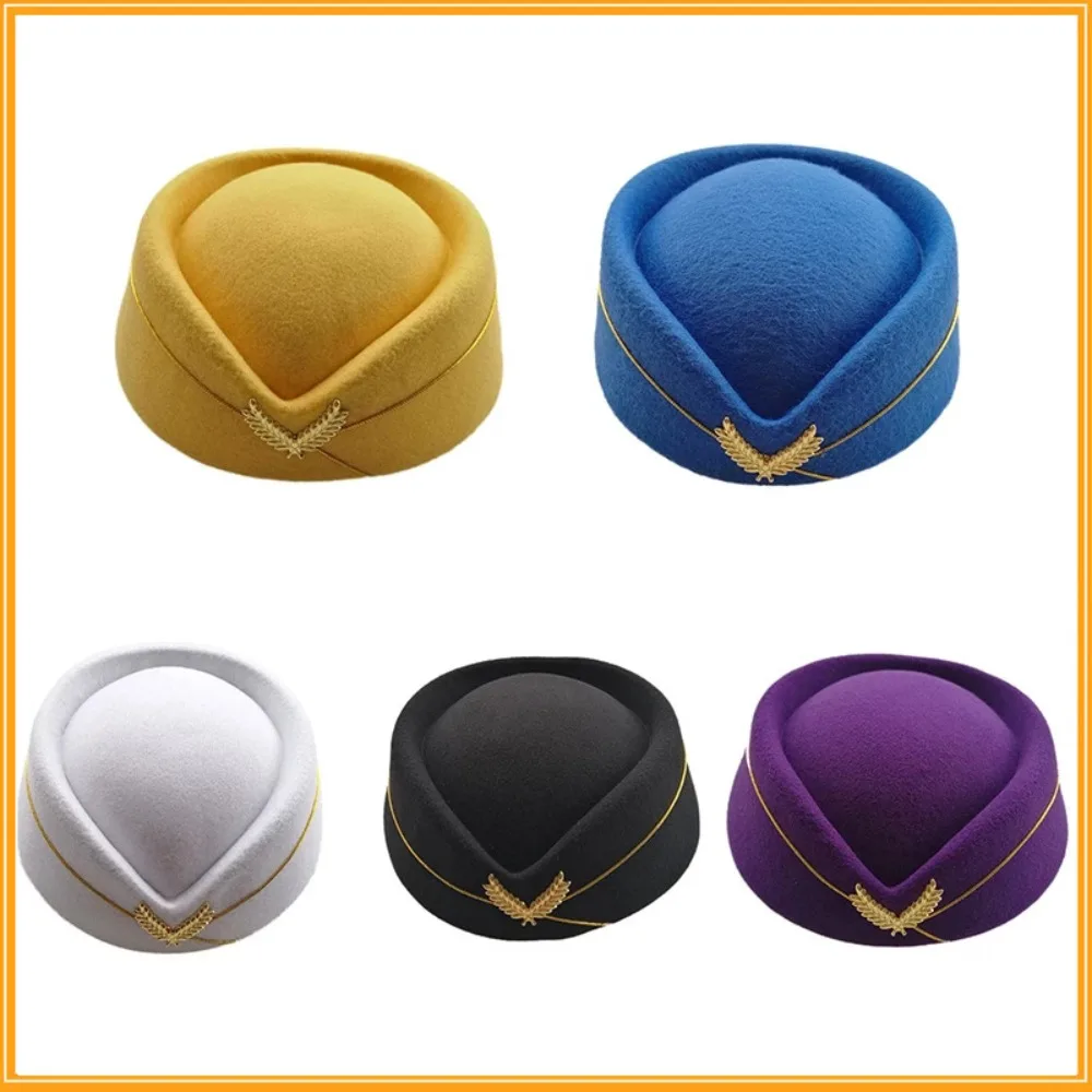 High-quality Women Lady Costume Accessories Party Hats Stewardess Hat Beret Hat Air Hostesses Hat