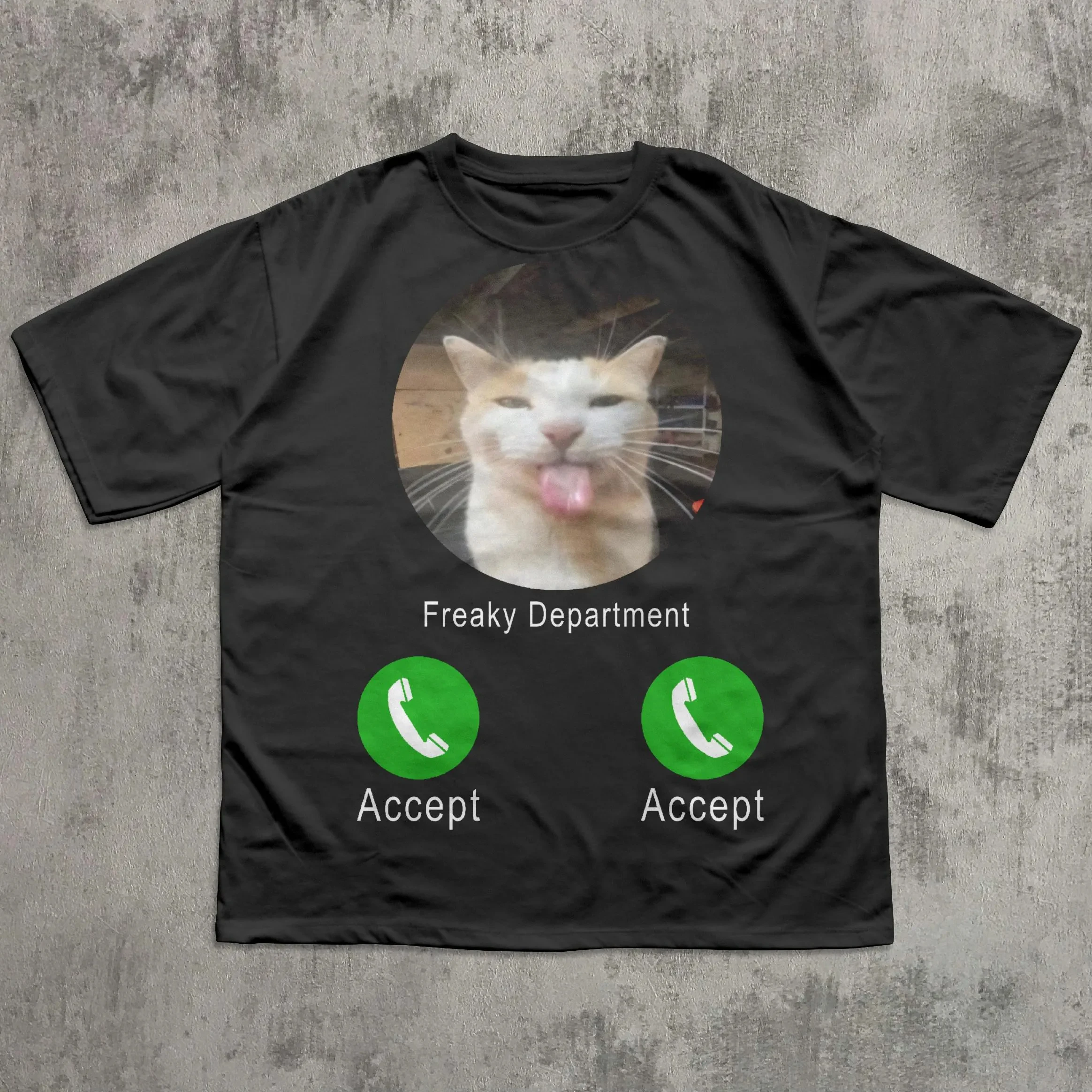 Freaky Department Funny Cat Meme T-Shirt Gift for Men and Women Unhinged Ugly Shirts Cringe Stupid Gifts Freaky Men Clothing