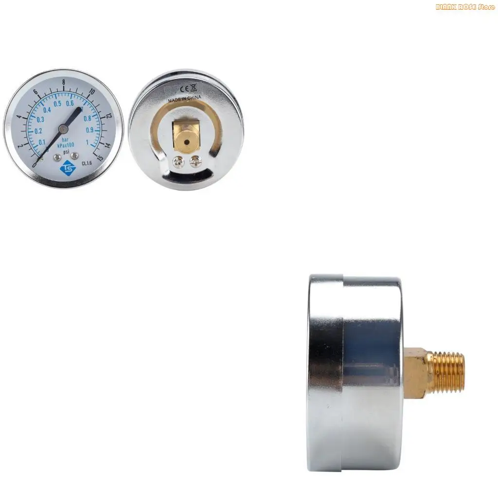 K1AE Reliable Dual Scale Mechanical Pressure Gauge for Gas & Water 0-15psi 0-1bar/kpa