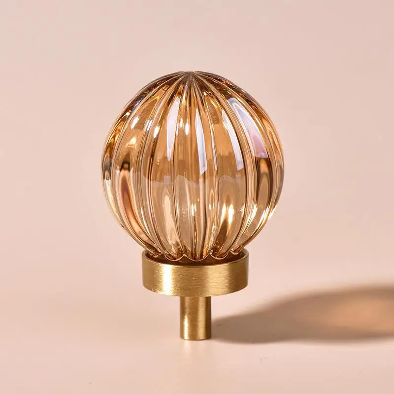 الشمبانيا/قاعدة ذهبية شفافة مقابض خزانة المطبخ الفاخرة ثقب واحد درج سحب كريستال زجاج الأثاث مقبض مقابض #5