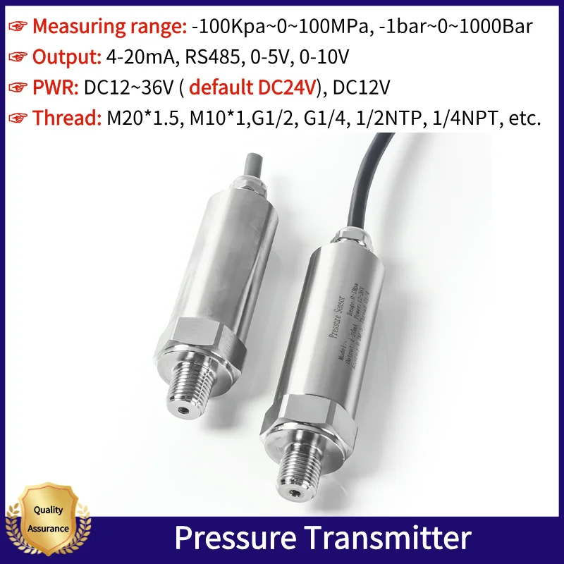 

4-20mA RS485 0-10V Water Oil Gas Pressure Sensor 0.1bar 10bar 145psi 24V 1Mpa 1 bar 20 bar 50 bar 100bar 150bar Pressure Sensor