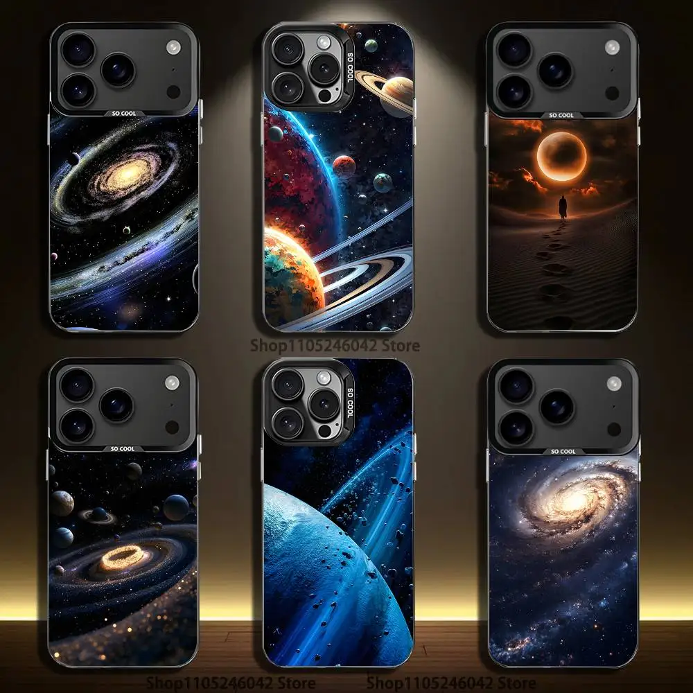 

Space For Galaxy Universe Phone Case For iPhone 17,16,15,14,13,12,11,Pro,XS,Max,Plus,Mini,SE4,E Black Matte Shockproof Cover