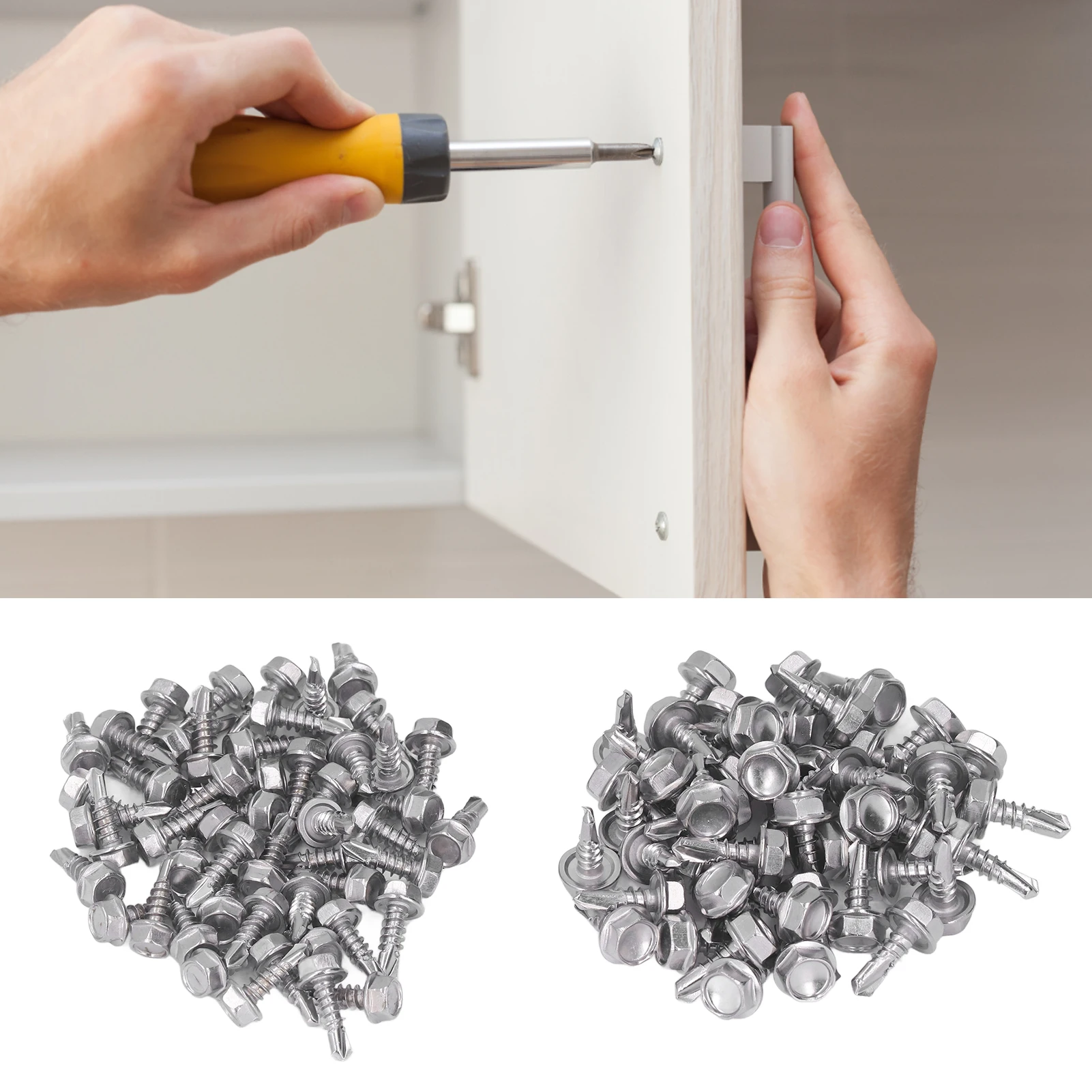 Self Drilling Screw Assortment Hex Head 410 Stainless Steel 4.2x13mm + 4.8x13mm Self Drilling Screw Assortment Kit