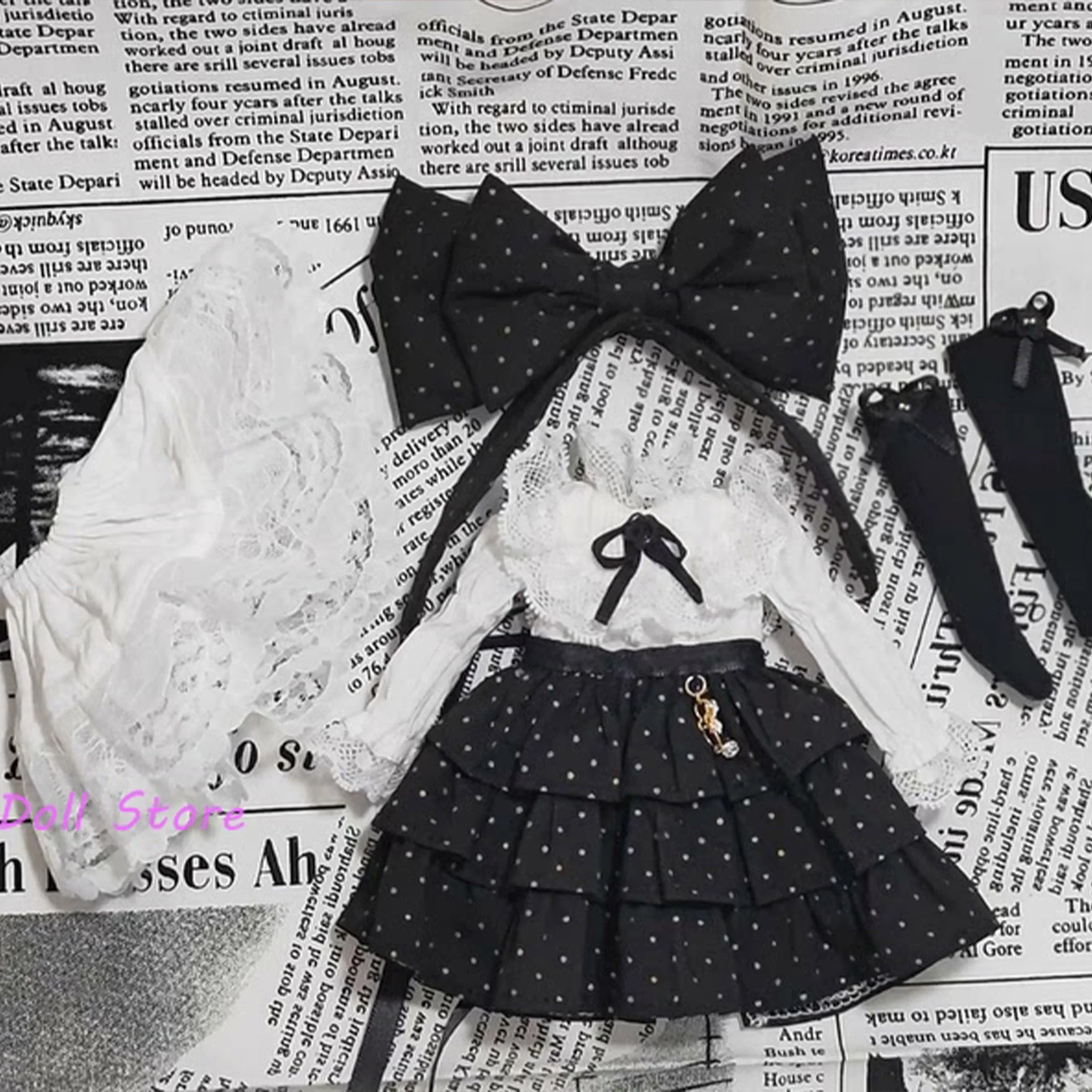 

Комплект одежды для кукол Dula 2026: черная юбка-тортик в горошек (тройной слой) для Blythe, OB24, OB22, Diandian, Azone, JerryB, 1/6. Аксессуары для кукол.