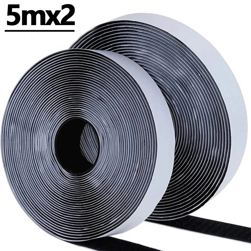 Adhesive Nylon Hook and Loop Tape Heavy Duty 1-25M Roll 20-50mm Width Self Sticky Fastening Strip for Home DIY Crafts & Cable