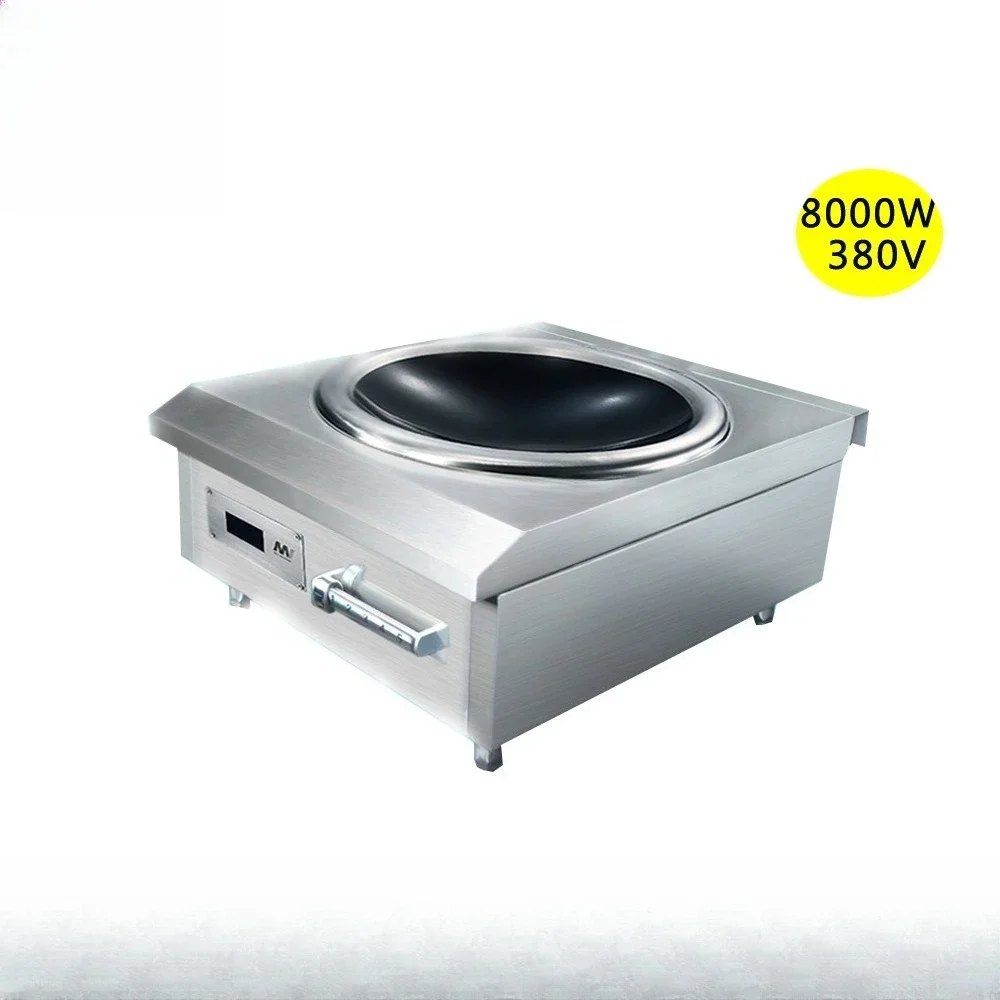 Kuchenka indukcyjna przemysłowa i komercyjna o dużej mocy 380V, 8kW, ze stali nierdzewnej, z wklęsłym blatem.