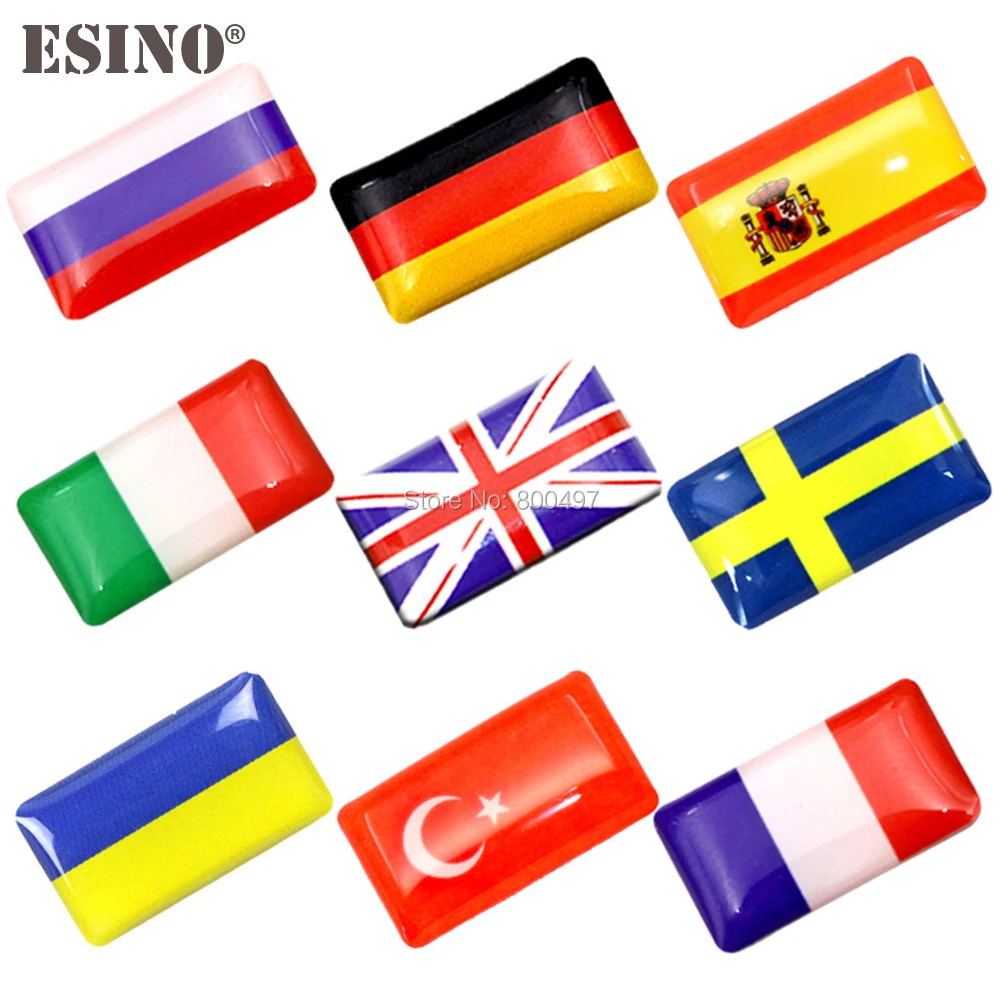 2 x New Design 3D Decorative Car Styling Glue Decals Badges Car Styling Stickers Emblems Custom Motor Decal  for National Flags